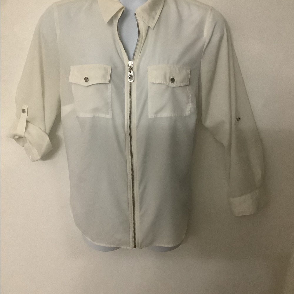 Michael Kors Full Zippered White Top